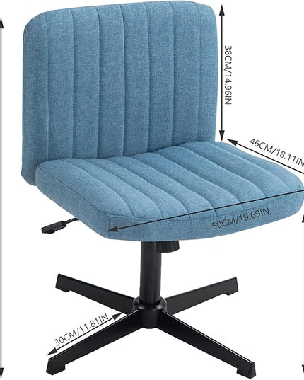 Panana Office Chair Fabric Padded Seat Armless Desk Chair Swivel Computer Task Chair Mid-Back No Wheels Accent Chair (Blue) - LeafyLoom