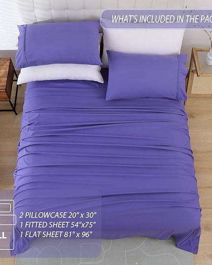 Full Sheet Set - 4 Piece Soft Breathable Bed Sheets for Full Size Bed, Extra Deep Pocket Lxuury Brushed Sheets, Cooling Hotel Bedding Sheets and Pillowcases, Wrinkle Free Oeko-Tex Sheets - LeafyLoom