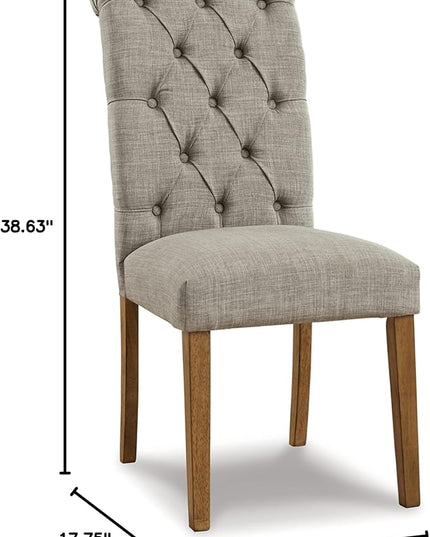 Signature Design by Ashley Harvina French Country Tufted Upholstered Dining Chair, 2 Count, Light Gray - LeafyLoom