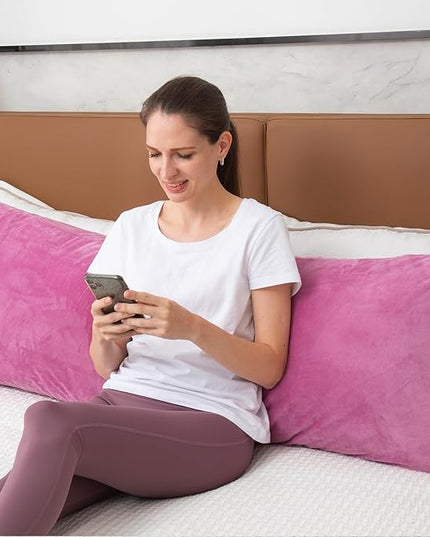 Body Pillows for Adults, Long Pillows for Bed, Firm Large Body Pillow with Velvet Cover for Side Sleeper, 20x54 Inches (Purple) - LeafyLoom