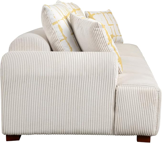 Oversized 4 Seaters Corduroy Upholstery Modular Cloud Sectional Sofa Couch,Modern Living Room Deep Seat Upholstered TV Sofa&Couch with 4PCS Pillows and Rubber Wood Legs for Home Apartment - LeafyLoom