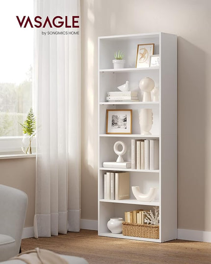 VASAGLE Bookshelf, 23.6 Inches Wide, 6-Tier Open Bookcase with Adjustable Storage Shelves, Floor Standing Unit, Cloud White ULBC166T14 - LeafyLoom