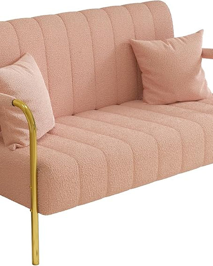 NicBex Sectional Couch Sofa with 2 Pillows Modern Cloud Couch for Living Room Furniture Sets with Metal Legs and Sponge Filled, Modular Sofa for Living Room, Bedroom, Apartment, 58.66" L, Pink - LeafyLoom