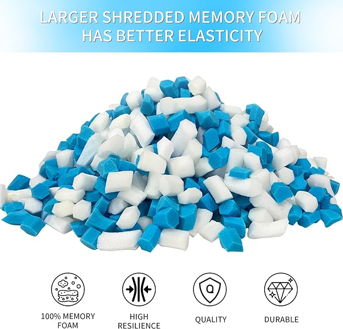 40 LBS Shredded Memory Foam Filling, Bean Bag Filler, Added Gel Particles Comfortable and Soft,Very Suitable for Filling Bean Bags, Pillows,Dog beds, Couch Cushion - LeafyLoom