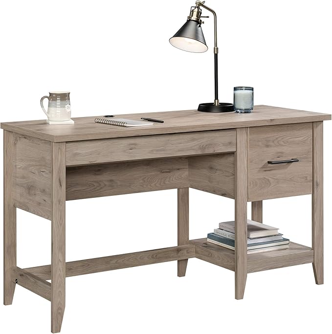 Sauder Summit Station Desk, L: 52.09" x W: 19.29" x H: 29.02", Laurel Oak finish - LeafyLoom