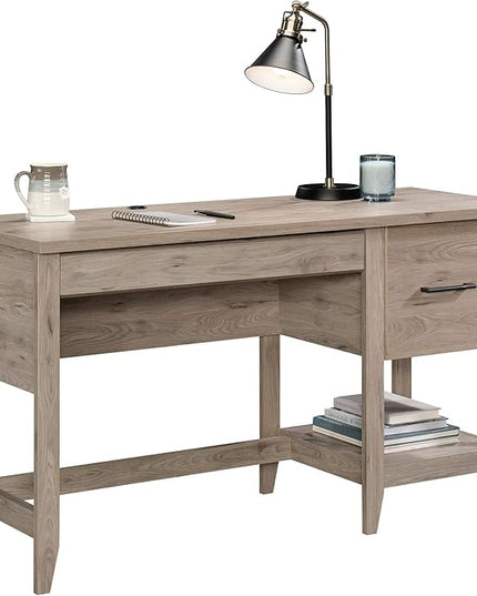 Sauder Summit Station Desk, L: 52.09" x W: 19.29" x H: 29.02", Laurel Oak finish - LeafyLoom