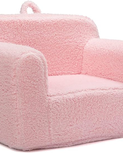 ALIMORDEN Kids Ultra-Soft Snuggle Foam Filled Chair, Toddler Cuddly Sherpa Reading Couch for Boys and Girls, Pink - LeafyLoom