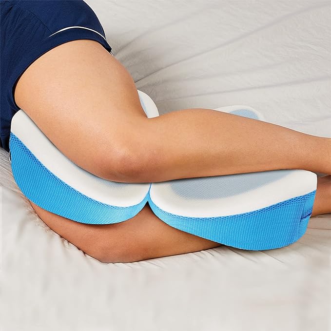 Contour Legacy with Cool Gel Leg & Knee Memory Foam Side Sleeper Support Pillow - Soothing Relief for Sciatica, Back, Hips, Knees, Joints (2 Pack) - LeafyLoom