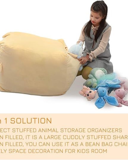 Cute Dog Toy Organizers and Storage for Boys and Girls, Gifts for Kids Bedroom Decor, Stuffed Animal Storage Bean Bag Chair Large Size 22x24 Inch Velvet Extra Soft, Cover ONLY - LeafyLoom