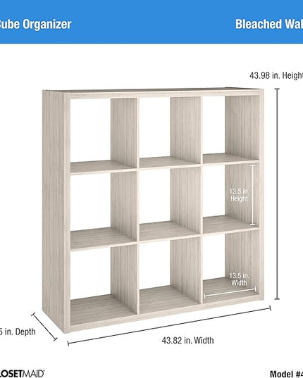 ClosetMaid 4589 Decorative Open Back 9-Cube Storage Organizer, Bleached Walnut - LeafyLoom