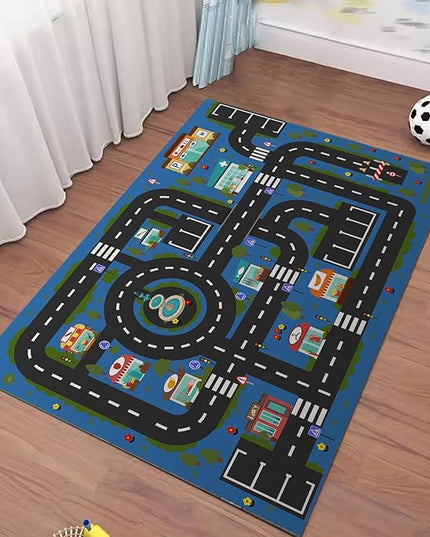 Analog ABC Kids Rug Playroom Car Rug Play Mat City Life Road Rug for Cars Fun City Map for Carpet for Bedroom Boys (39 * 59 inches, Hope City) - LeafyLoom