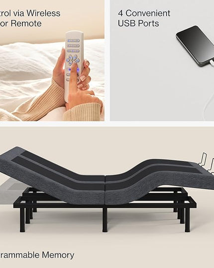 Nectar Twin XL Adjustable Base & 12” Mattress - Head & Foot Incline - Medium Firm Gel Memory Foam - Cooling Comfort - Wireless Remote - 3 Massage Settings - 365-Night Mattress Trial & Forever Warranty - LeafyLoom