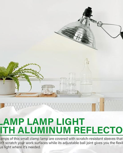 Simple Deluxe Clamp Lamp Light 150 Watt with 8.5 Inch Aluminum Reflector (no Bulb Included), 6 Feet Cord, 1 Pack, Black, New Version - LeafyLoom