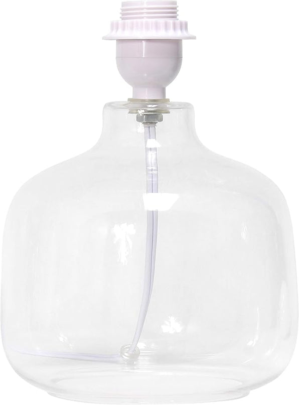 Simple Designs LT2064-CLW Glass Table Lamp with White Fabric Shade, Clear (Pack of 4) - LeafyLoom