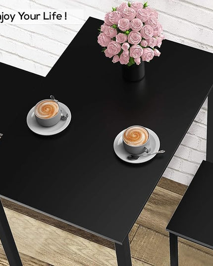 DKLGG 3 Pieces Dining Table Set, Space Saving Kitchen Table Set for 2, Small Dining Table and Chairs for 2, Compact Table w/ 2 Stools Perfect for Breakfast Nook, Living Room, Apartment - LeafyLoom
