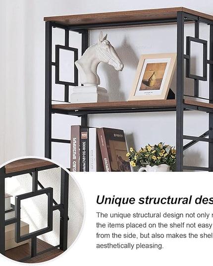 HOMISSUE Bookcase,6-Tier Tall Bookshelf Metal Bookcase and Bookshelves, Free Standing Storage Modern Bookshelf for Home Office Living Room and Bedroom, Rustic Brown - LeafyLoom