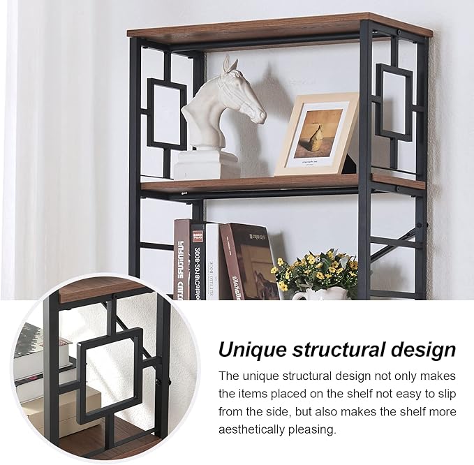 HOMISSUE Bookcase,6-Tier Tall Bookshelf Metal Bookcase and Bookshelves, Free Standing Storage Modern Bookshelf for Home Office Living Room and Bedroom, Rustic Brown - LeafyLoom