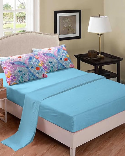 NINENINE Girls Mermaid Bedding Sets Queen Size 5PCS Glitter Comforter Set Princess Toddler Bedding Sets (1Comforter, 1Flat Sheet, 1Fitted Sheet, 2Pillowcases)… - LeafyLoom
