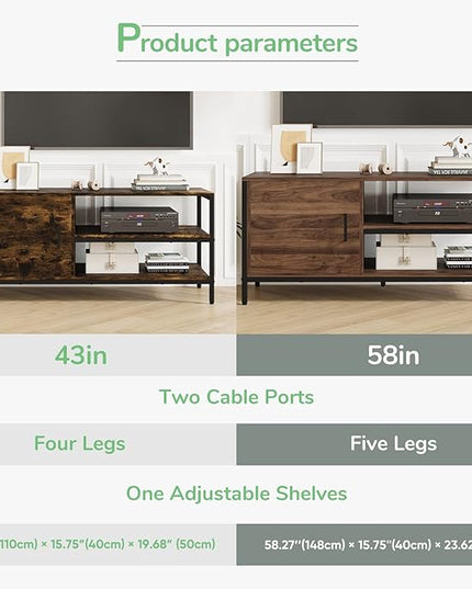 Novilla Retro Farmhouse TV Stand for TVs up to 50 Inches, Living Room Entertainment Center for Flat/Curved Screen, 43 Inches, Brown - LeafyLoom