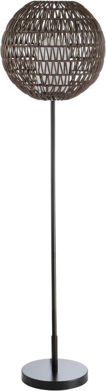 JONATHAN Y JYL6507A Bea 61" Outdoor Woven Globe LED Floor Lamp, Bohemian, Transitional, Scandinavian, Modern, Contemporary, Modern, Office, Bedroom, Living Room, Family Room, Dining Room, Coffee/Black - LeafyLoom