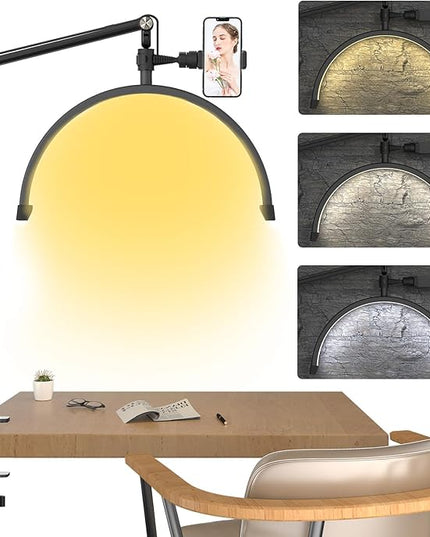 TwoWin Half Moon Light for Lashes, Height Adjustable Lash Light for Eyelash Tech Half Moon, Eyelash Lamp Led for Eyelash Extension, Tattoo Artists, Nail Tech, Filming Content Creation - LeafyLoom