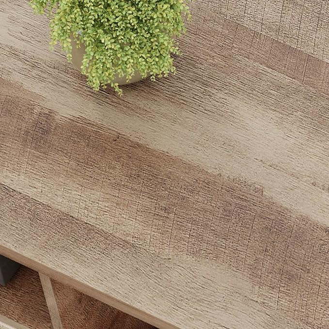 FATORRI Coffee Table for Living Room, Rustic Wood Center Table with Shelves, Farmhouse Rectangle Cocktail Tea Tables (Rustic Oak) - LeafyLoom
