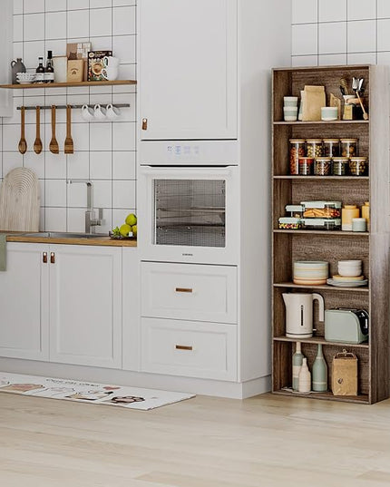 FOTOSOK 6-Tier Open Bookcase and Bookshelf, Freestanding Display Storage Shelves Tall Bookcase for Bedroom, Living Room and Office, Oak - LeafyLoom