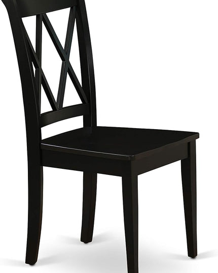 East West Furniture DLCL5-BLK-W Dublin 5 Piece Set for 4 Includes a Round Kitchen Table with Dropleaf and 4 Dining Room Chairs, 42x42 Inch - LeafyLoom