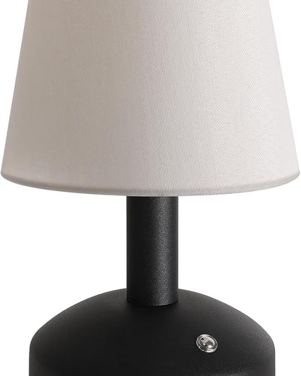 KDG Modern Cordless Small Table Lamp, Portable LED Fabric Shade Desk Lamps, 5000mAh Rechargeable Battery Operated Lighting for Bedroom, Bedside, Bar, Living Room, Dining Room, Night Light(Black) - LeafyLoom