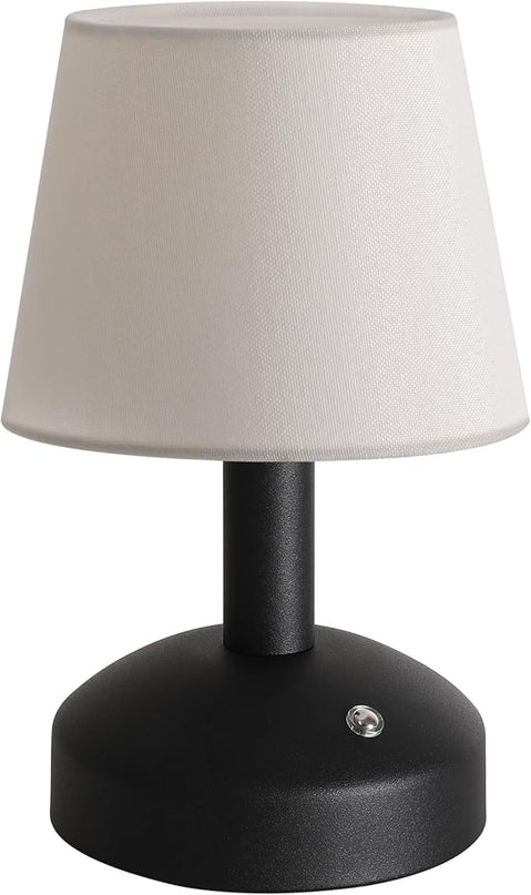 KDG Modern Cordless Small Table Lamp, Portable LED Fabric Shade Desk Lamps, 5000mAh Rechargeable Battery Operated Lighting for Bedroom, Bedside, Bar, Living Room, Dining Room, Night Light(Black) - LeafyLoom