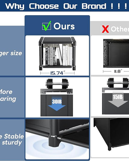 Mavivegue Book Shelf, 20 Cube Storage Organizer, DIY Bookcase, Metal Cube Bookshelf,Tall Book case for Bedroom, Living Room,Office,Closet Storage Organizer, Black Cubicle Storage Rack - LeafyLoom