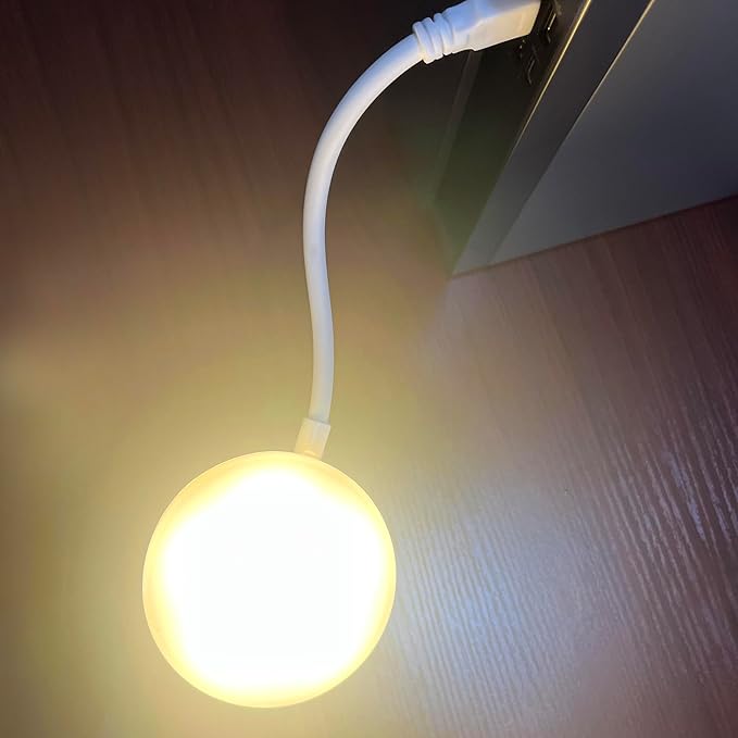 USB Night Light with 3 Color Mode, Arbitrary Brightness Control Small lamp, Portable 360° Flexible Gooseneck for Reading, Makeup, Fill Light, Travel, Outdoor, Power Failure Emergency. - LeafyLoom