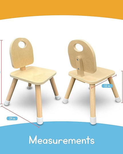 7 Days of Play Set of 2 Wooden Kids Chairs for Home, Classroom, Preschool, Daycare, Playrooms (Ages 2+) - LeafyLoom
