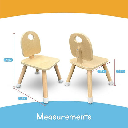 7 Days of Play Set of 2 Wooden Kids Chairs for Home, Classroom, Preschool, Daycare, Playrooms (Ages 2+) - LeafyLoom