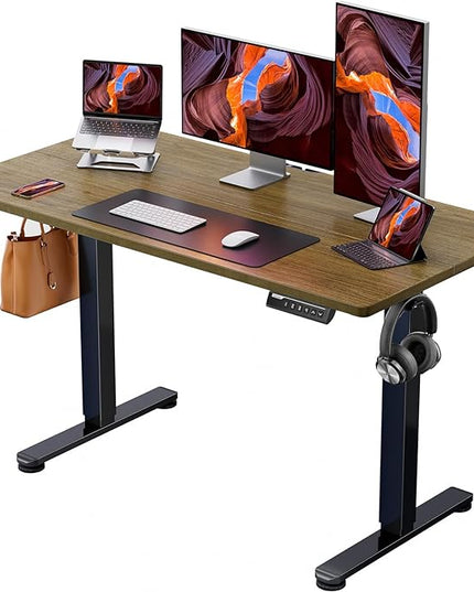 ErGear Height Adjustable Electric Standing Desk, 48 x 24 Inches Sit Stand up Desk, Memory Computer Home Office Desk (Espresso) - LeafyLoom