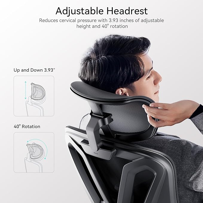 Hbada Ergonomic Mesh Office Chair, Computer Chair with Adjustable 2D Armrest, Swivel Office Chair -Adjustable Headrest with Lumbar Support and PU Wheels Black(No Footrest) - LeafyLoom