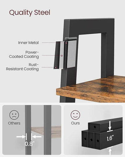 VASAGLE Ladder Shelf, 5-Tier Bookshelf, Storage Rack, Bookcase with Steel Frame, Wood Look Accent Furniture with Metal Frame, 22.1 x 13.3 x 67.7 Inches, Rustic Brown ULLS45X - LeafyLoom