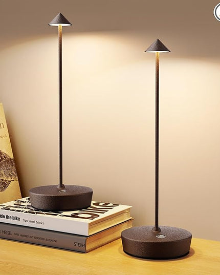 2Pack Cordless Table Lamp Rechargeable, Portable Outdoor LED Table Lamp Waterproof 6000mAh Battery Desk Lamp, 3 Color Stepless Dimming Table Light for Restaurant/Bedroom/Bar/Outdoor Party - LeafyLoom