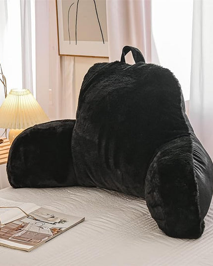 Aimuan Reading Pillow Bed Rest Wedge Large Adult Backrest Pillow with Arms Back Support for Sitting Up in Bed Cushion Incline Rest Sleeping Snoring Pillow, Black Large - LeafyLoom