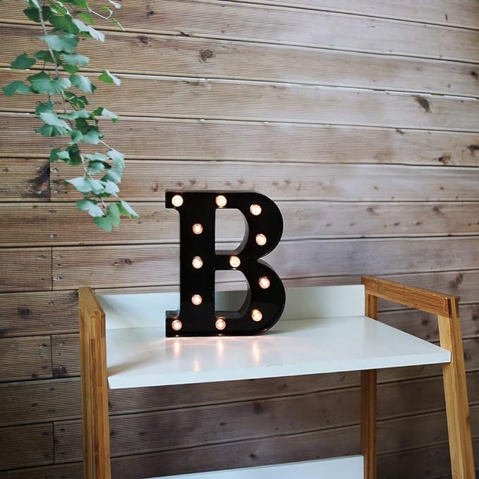Light Up Black Alphabet Marquee Letters Sign LED Marquee Number Lights Sign for Night Light Home Bar Christmas Lamp Birthday Party Wedding Decorations B - LeafyLoom