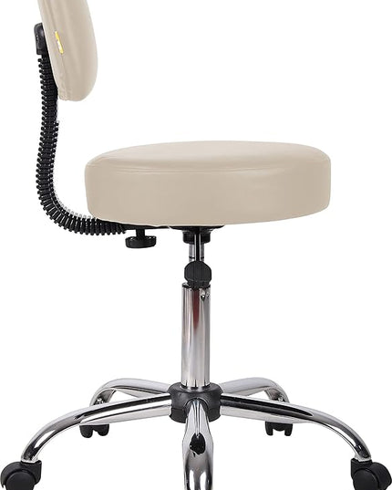 Boss Office Products Be Well Medical Spa Stool with Back in Beige - LeafyLoom