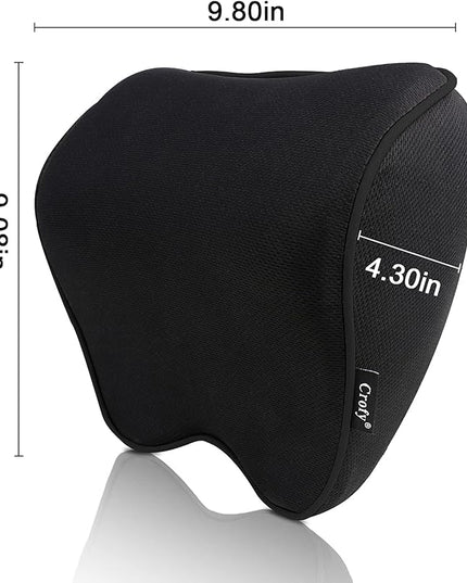 2 Pack Car Neck Pillow, Softness Car Headrest Pillow for Driving with Adjustable Strap, 100% Memory Foam and Breathable Removable Cover, Comfortable Ergonomic Design (Black Side Rope) - LeafyLoom