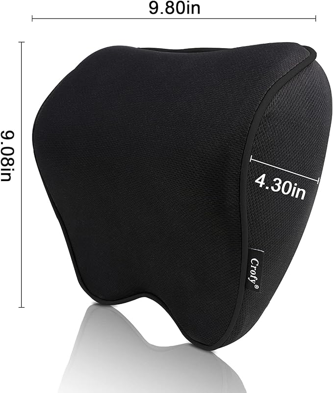 2 Pack Car Neck Pillow, Softness Car Headrest Pillow for Driving with Adjustable Strap, 100% Memory Foam and Breathable Removable Cover, Comfortable Ergonomic Design (Black Side Rope) - LeafyLoom