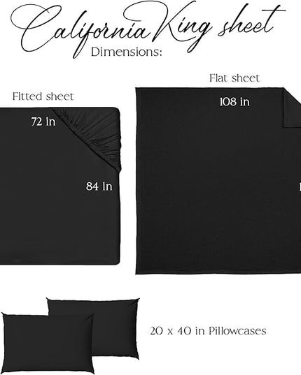 Northwest Ashford Home Essentials Bedding, 4 Piece California King Size Sheet Set, Stretch Limo Black - LeafyLoom