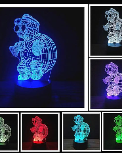 3D Optical Illusion LED Night Light, Boy Girl Kids Baby Sleep Desk Lamp Touch Control 7 Color Change USB Powered for Home Decorations or Holiday Gifts (Animal Turtle) - LeafyLoom
