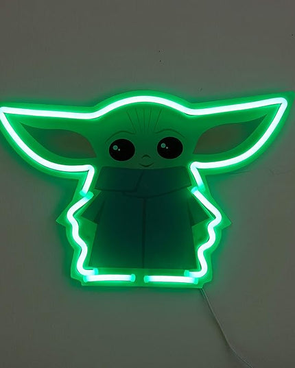 Idea Nuova Star Wars: The Mandalorian featuring The Child LED Neon Figural Mounted Wall Art, 11.8" L x 7.56" H x .55" D - LeafyLoom