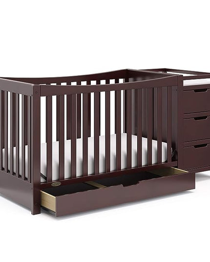 Graco Remi 4-In-1 Convertible Crib & Changer With Drawer (Espresso) – GREENGUARD Gold Certified, Crib And Changing-Table Combo, Includes Changing Pad, Converts To Toddler Bed, Full-Size Bed - LeafyLoom