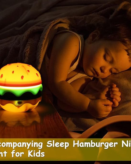 Cute Desk Lamp for Kids, Rechargeable Hamburger Small Desk Lamps with Adjustable Neck Dimmable Touch Switch, Nursery Night Lights, Kawaii Desk Accessories, Kawaii Room Decor for Boys Girls Gifts - LeafyLoom