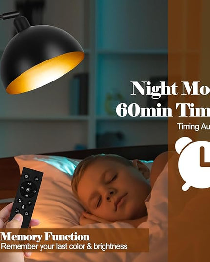 【Upgraded】Black Arc Floor Lamps for Living Room - Dimmable Arched Floor Lamp with Remote Control & 2700-6000K 9W LED Bulb Included, Modern Arch Standing lamp, Industrial Tall Lamp for Bedroom Reading - LeafyLoom