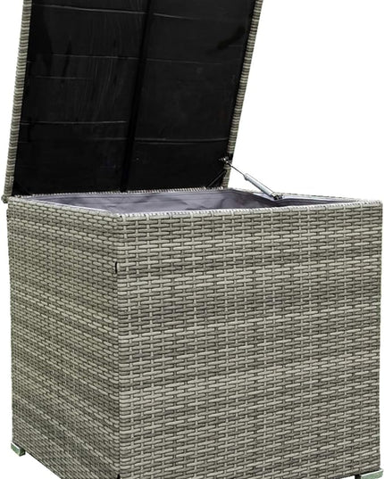 4-Piece Patio Furniture Outdoor Sofa Set, Wicker Sectional Loveseat Couch with Large Storage Box and Glass Table, for Garden Backyard Porch, 1, Gray - LeafyLoom